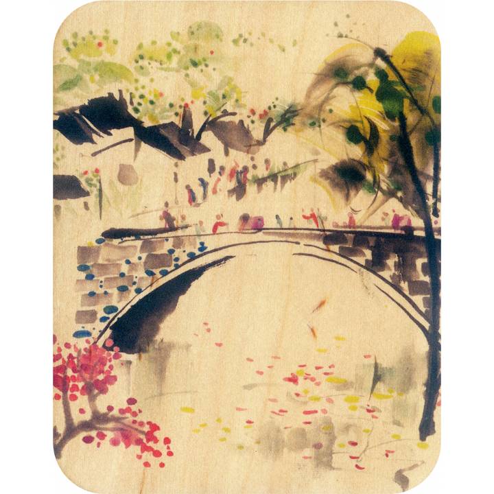 Felicitare din lemn - Wooden - Village Bridge | Forever Cards Limited