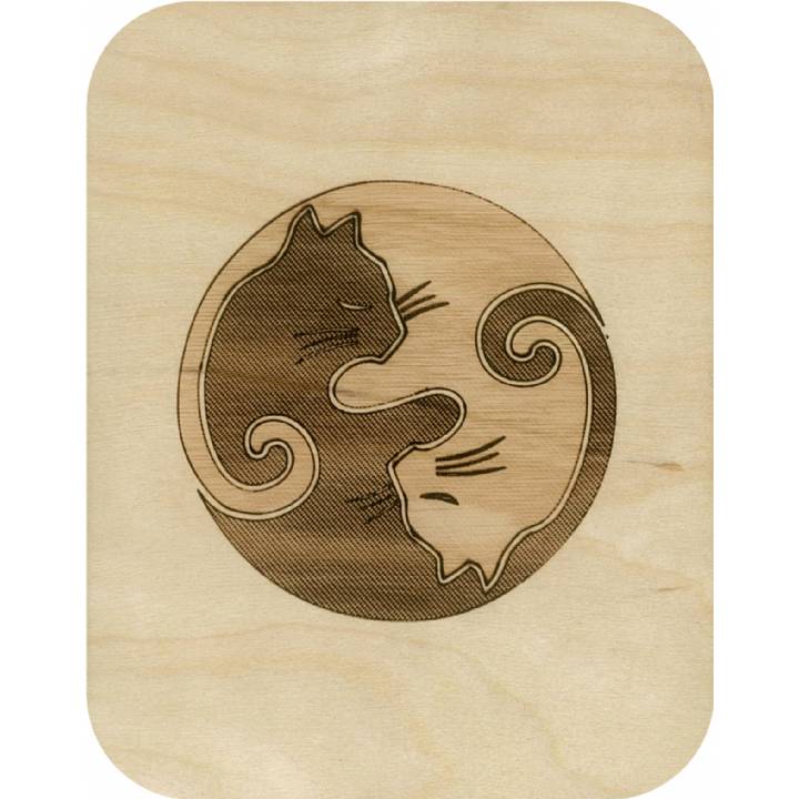 Felicitare din lemn - Wooden - Yin-Yang Cats | Forever Cards Limited