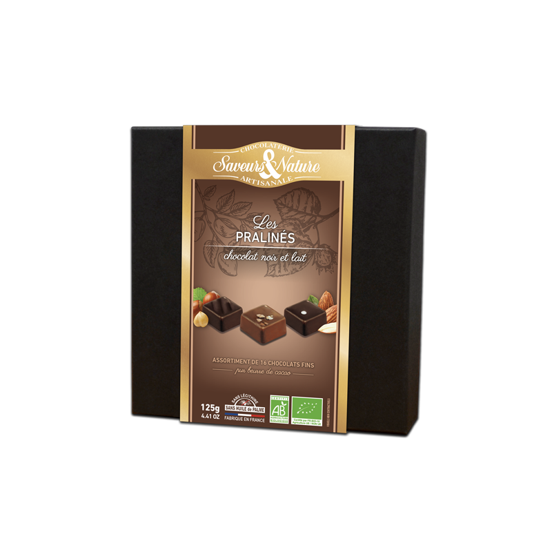 Praline - Les Praline-Coffret de 16 chocolats noirs et lait | Saveurs et Nature