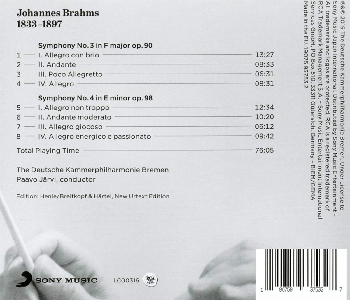 Brahms: Symphony No. 3 & No. 4 | Paavo Jarvi