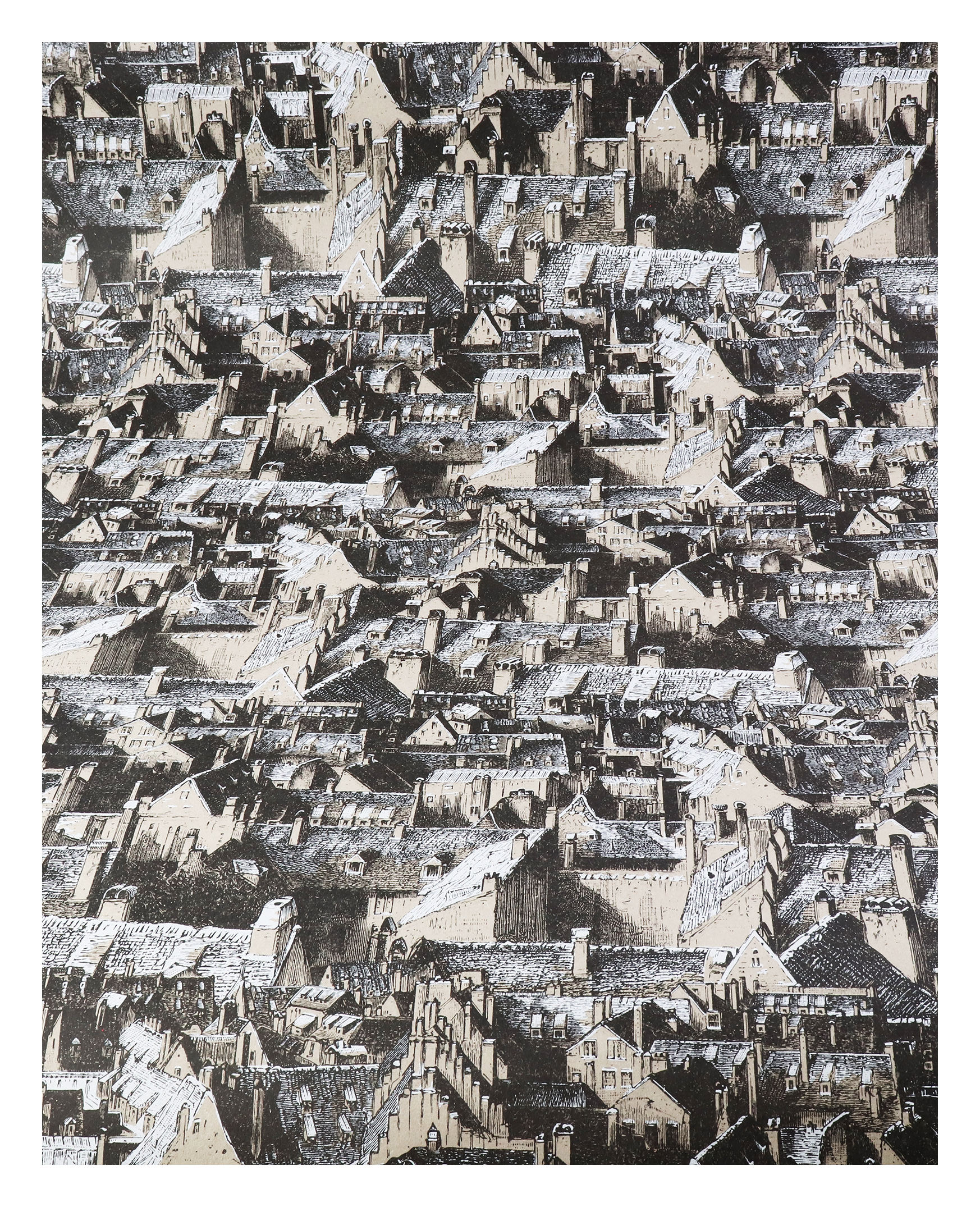 Hartie de impachetat - Rooftops Snow Kraft Wrapping Paper | Jen Rowland