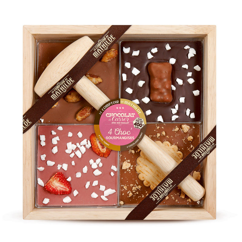 Ciocolata in cutie de lemn - 4 Choc Assortiment Gourmandises | Comptoir de Mathilde