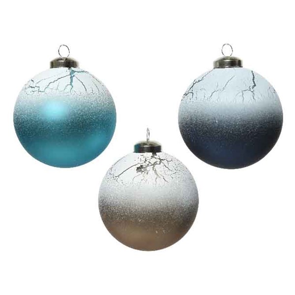 Glob decorativ - Bauble Crackle Fading - Arctic Blue, Night Blue, Cashmere Brown - mai multe culori | Kaemingk