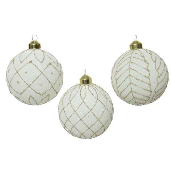 Glob decorativ - Bauble with Glitter Deco - Wool White - mai multe modele | Kaemingk