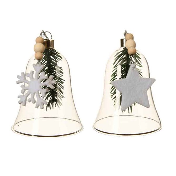 Clopotel decorativ - Bell with Branch - Snowflake and Star - mai multe modele | Kaemingk