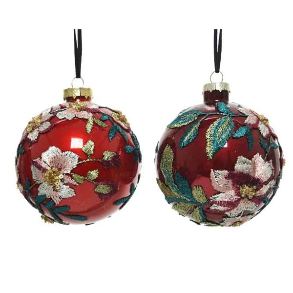 Glob decorativ - Bauble with Fabric Flower - mai multe modele | Kaemingk