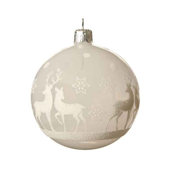 Glob decorativ - Reindeer with Star - Winter White | Kaemingk