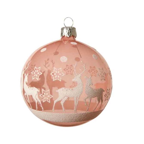 Glob decorativ - Reindeer with Star - Blush Pink | Kaemingk