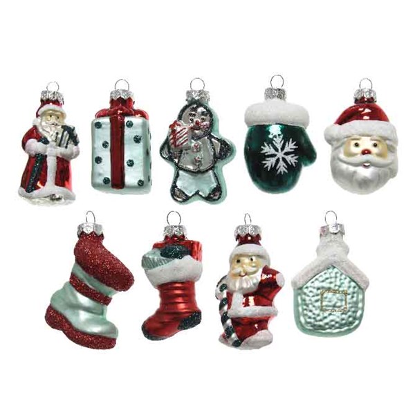 Ornament brad - Glitter Figurines with Hanger - Green and Red - mai multe modele | Kaemingk