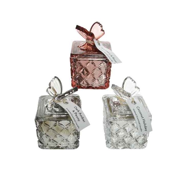 Lumanare decorativa - Scent Wax in Glass with Butterfly - mai multe culori | Kaemingk