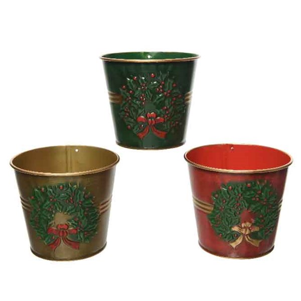 Suport pentru lumanare - Iron Bucket Wreath - Red, Gold, Green - mai multe culori | Kaemingk