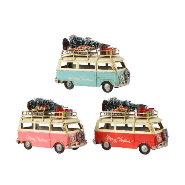 Decoratiune - Iron Van with Gifts and Tree - Red, Pink, Blue - mai multe culori | Kaemingk