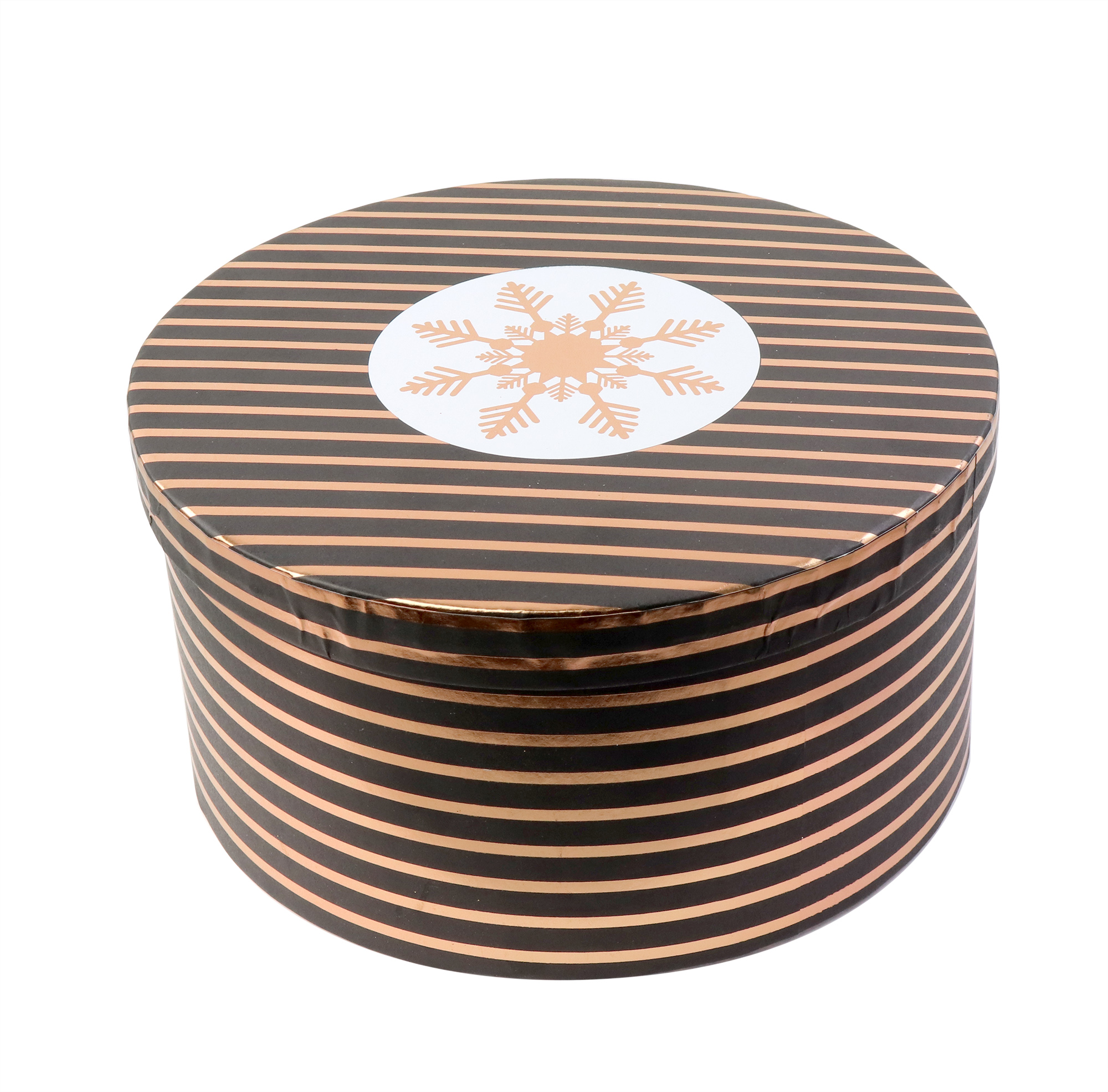 Cutie cadou - Copper Snowflake, round with stripes | Kaemingk