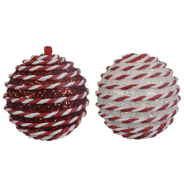 Glob decorativ - Bauble with Hanger - White Red and Red White - mai multe culori | Kaemingk