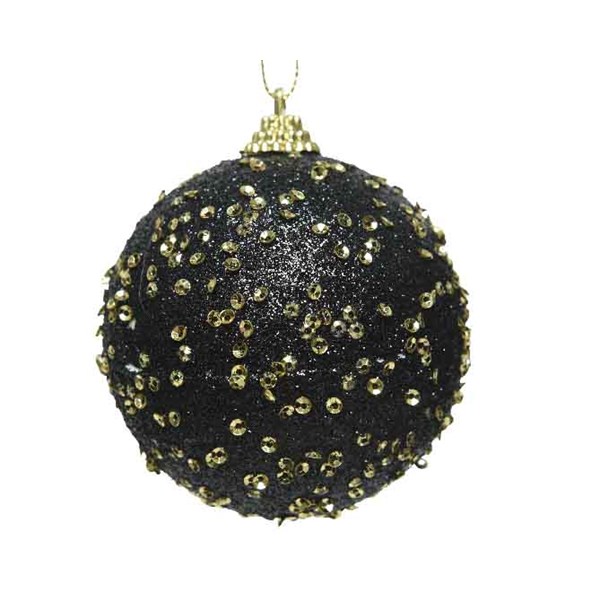 Glob decorativ - Bauble with Sequins - Black | Kaemingk