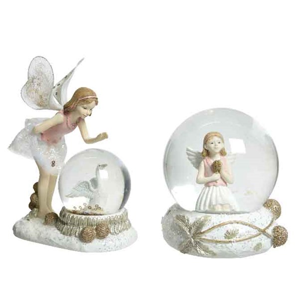 Glob decorativ - Snowball with Fairy - Soft Pink - mai multe modele | Kaemingk