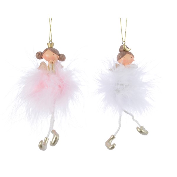 Ingerasi decorativi - Angel with Hanger - White and Soft Pink - mai multe culori | Kaemingk