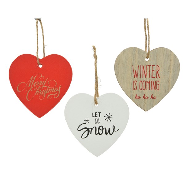 Decoratiune - Plywood Heart with Hanger - mai multe modele | Kaemingk