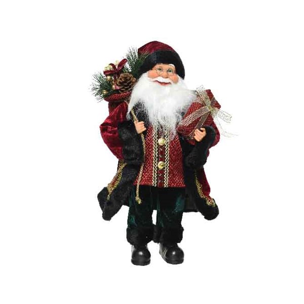 Figurina medie - Black Fur Santa | Kaemingk