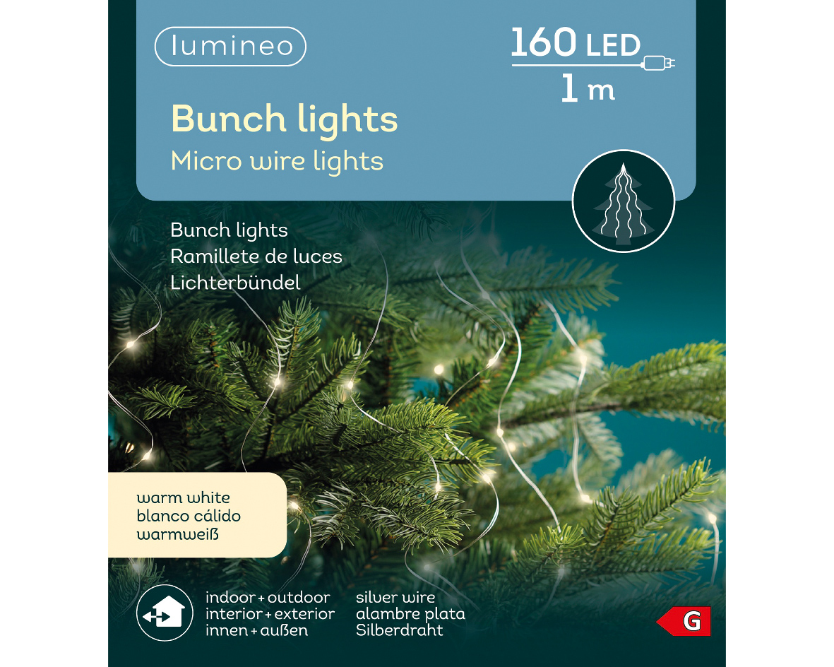 Ghirlanda de luminite - 160 Micro LED Lights Bunch Warm White Silver Wire - Outdoor | Kaemingk - 2 | YEO