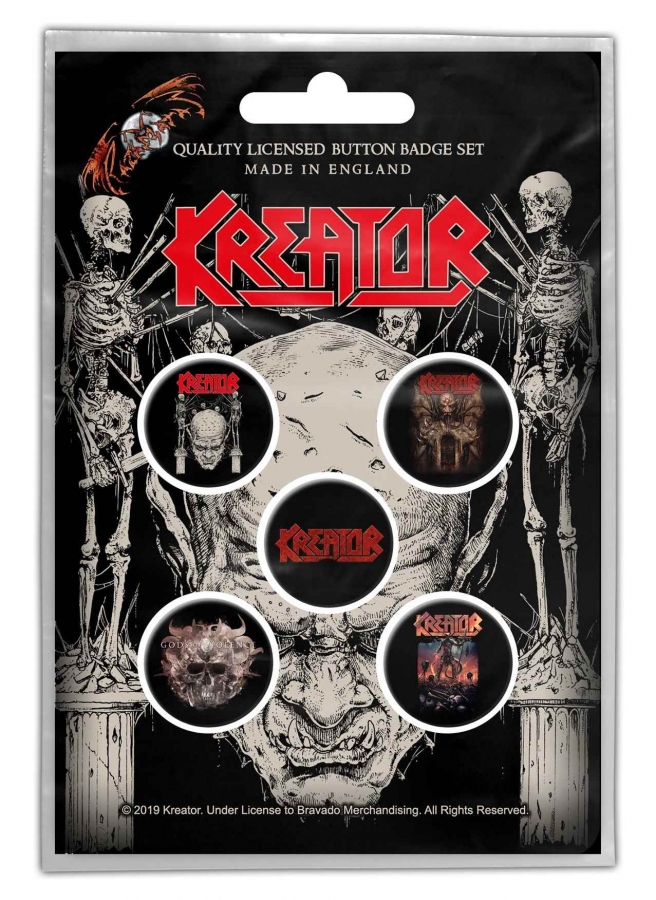 Set 5 insigne - Kreator - Skull and Skeletons | Rock Off