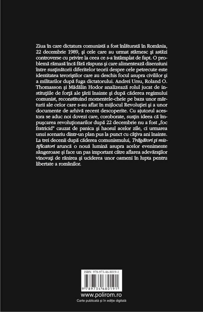 Tragatori si mistificatori. Contrarevolutia Securitatii in decembrie 1989 | Andrei Ursu, Roland O. Thomasson, Madalin Hodor