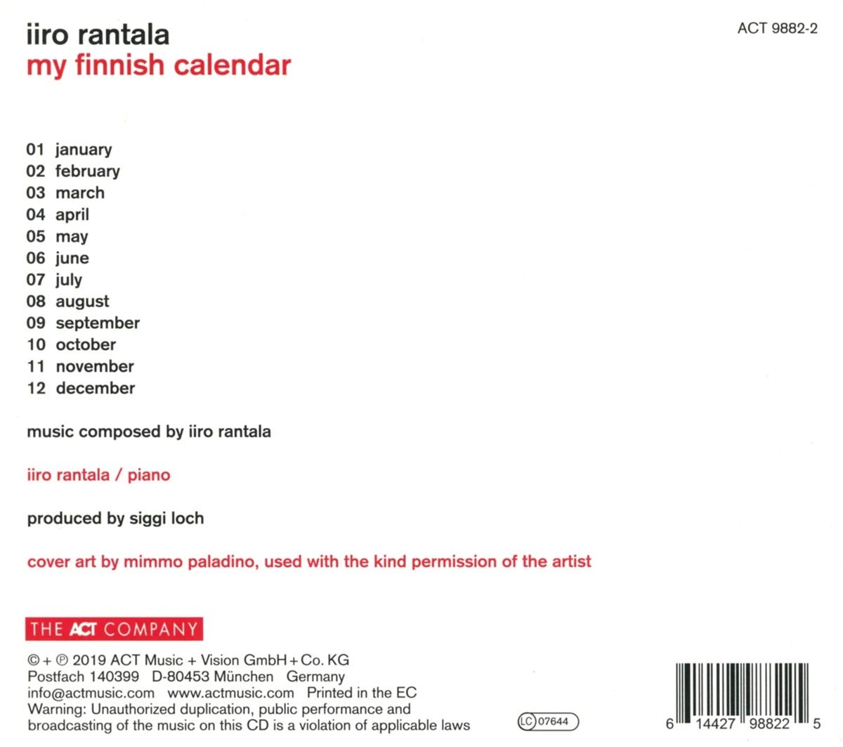 My Finnish Calendar | Iiro Rantala