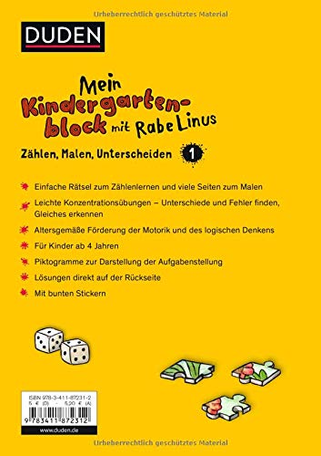 Mein Kindergartenblock mit Rabe Linus Zahlen, Malen, Unterscheiden | Dorothee Raab