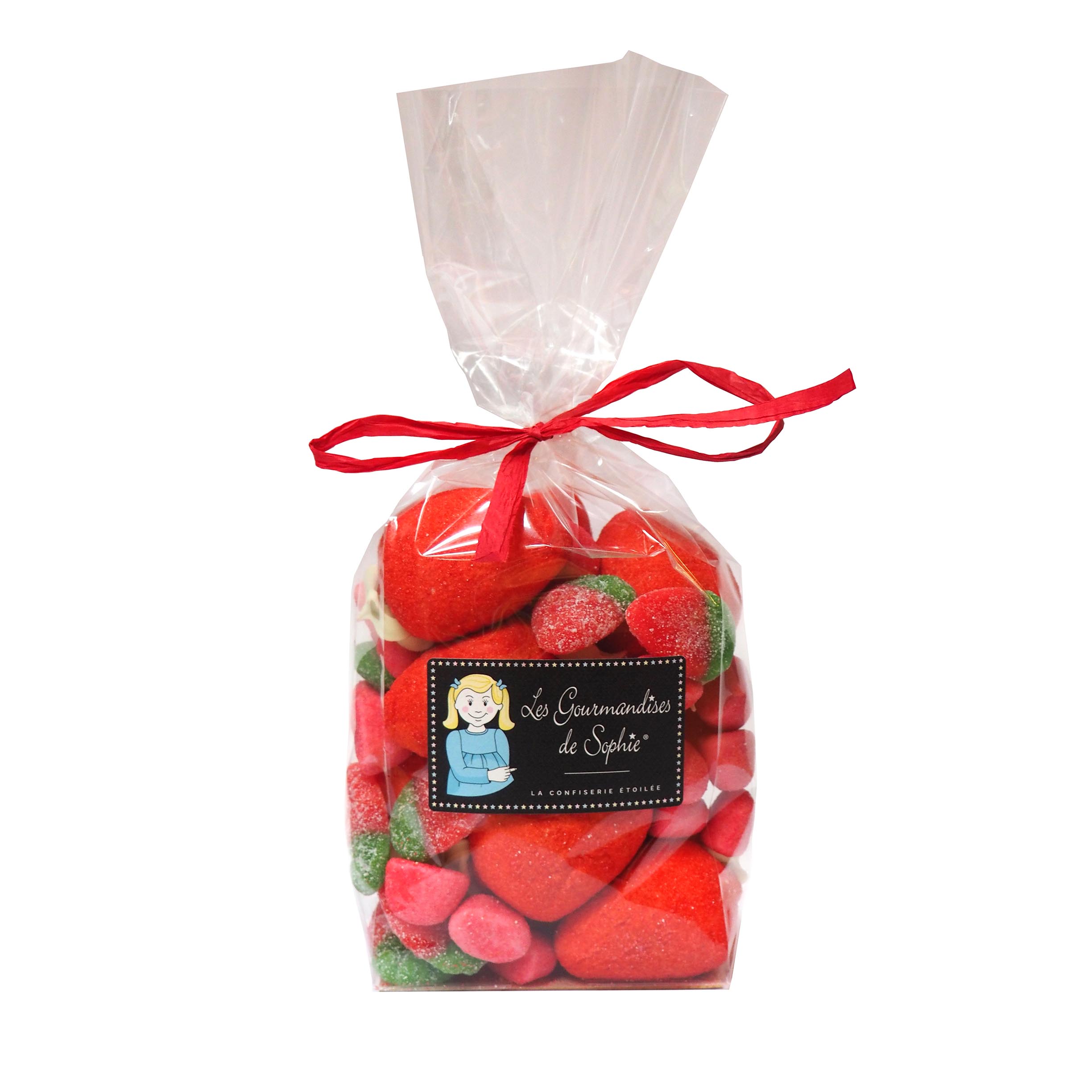  Punguta cu bomboane in forma de capsuni - sachet trio de fraises | Les Gourmandises de Sophie 