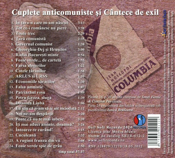 Cuplete anticomuniste si cantece de exil | Jean Moscopol