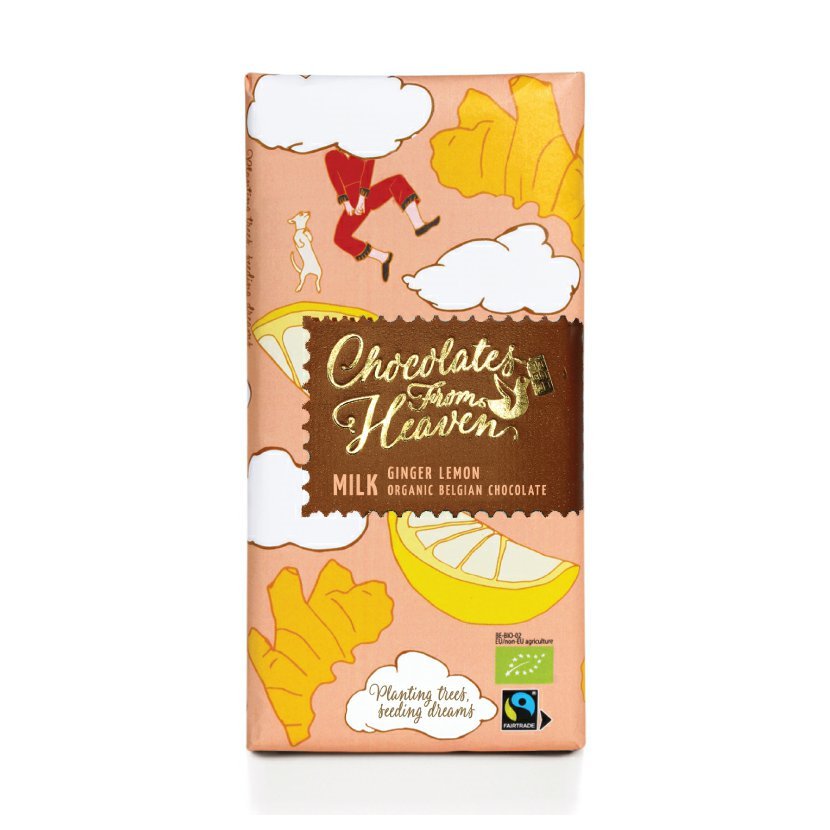  Ciocolata cu lapte cu ghimbir si lamaie- Milk Ginger Lemon Bio | Chocolates from Heaven 