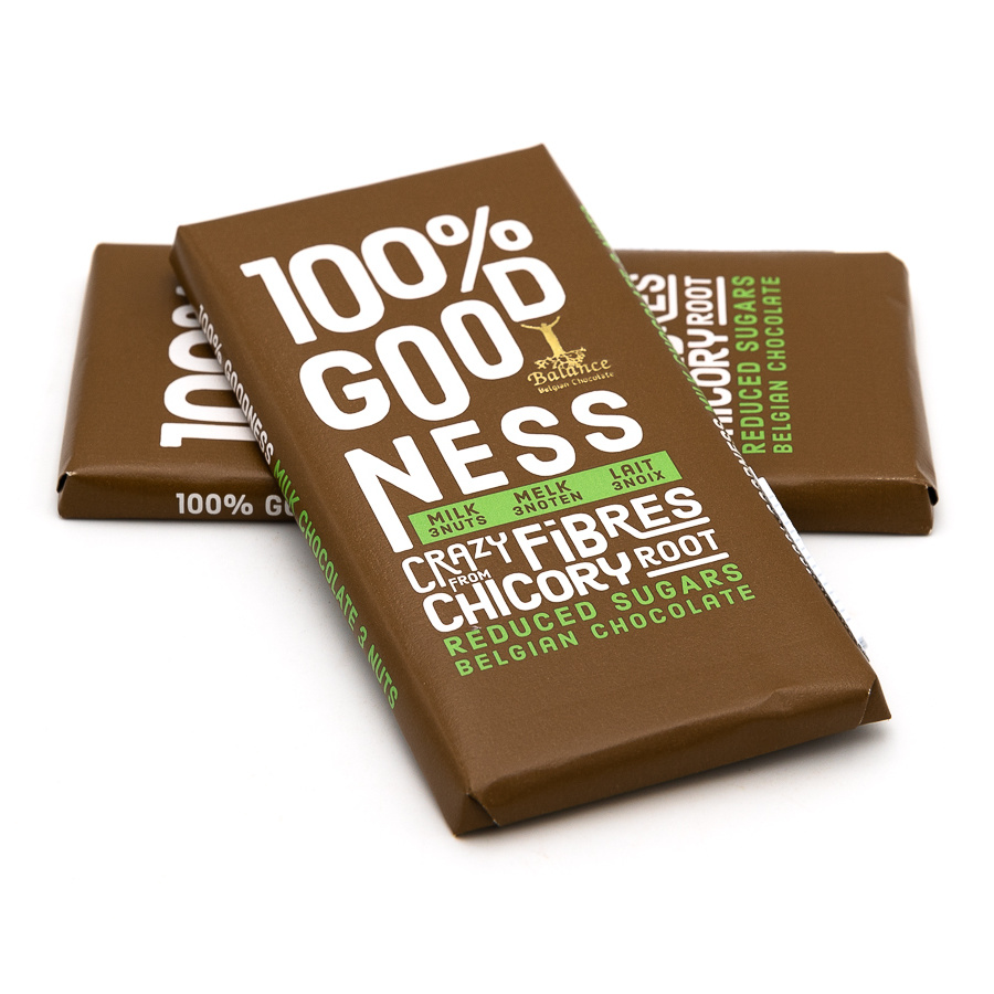 Ciocolata cu lapte cu 3 tipuri de nuci - Balance - 100% Goodness | Chocolates from Heaven