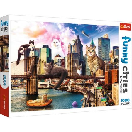 Puzzle 1000 piese - Funny Cities - New York Cats | Trefl