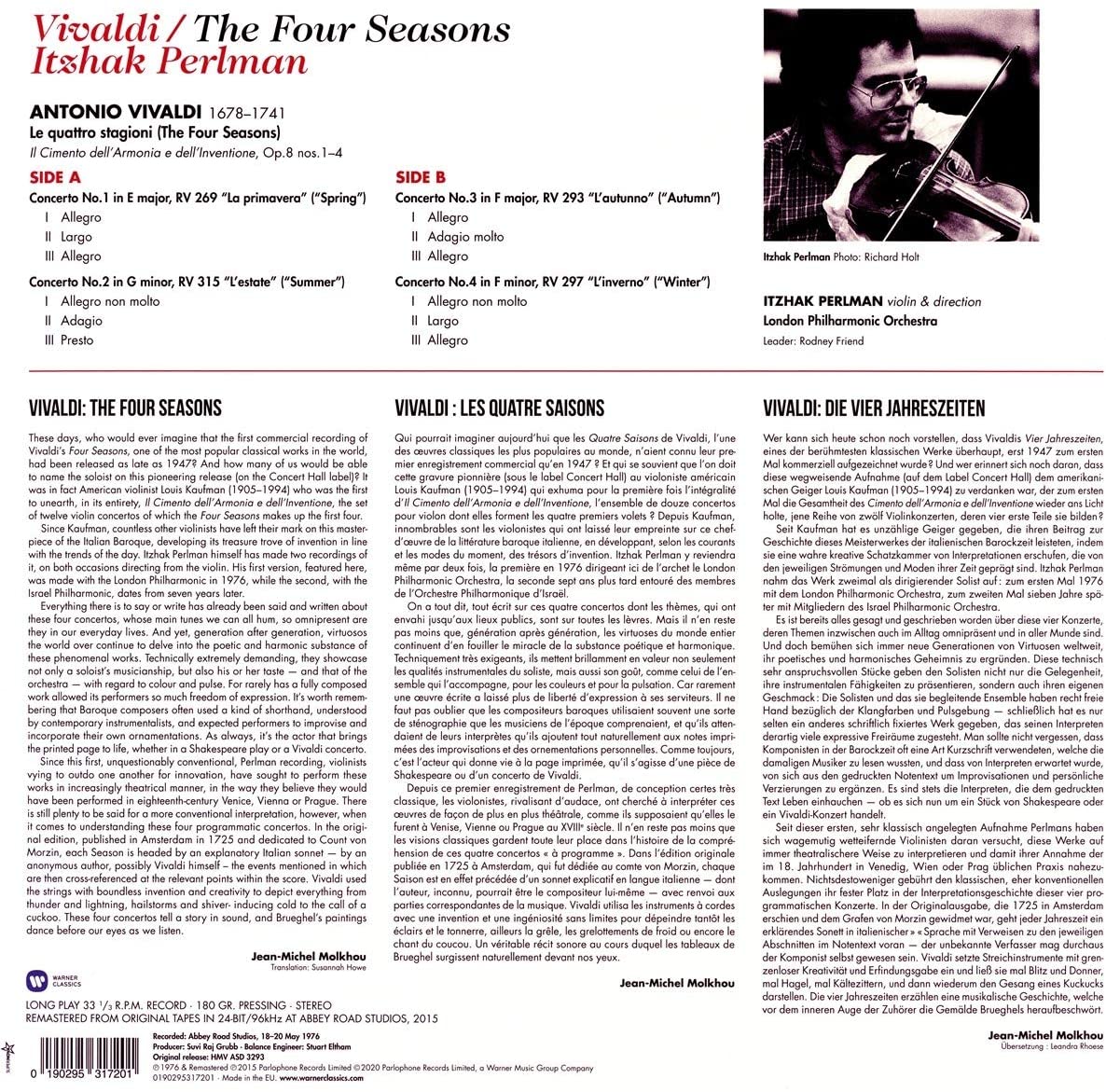 Vivaldi: The Four Seasons - Vinyl | Itzhak Perlman