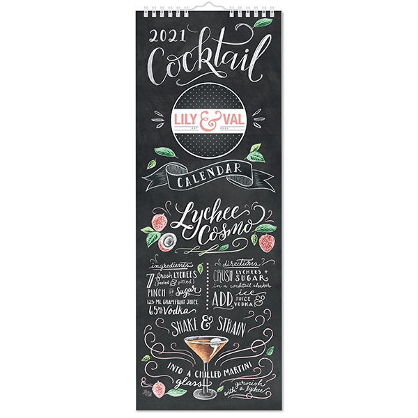 Calendar 2021 - Slim, 12 Month - Lily and Val - Cocktail | Portico Designs