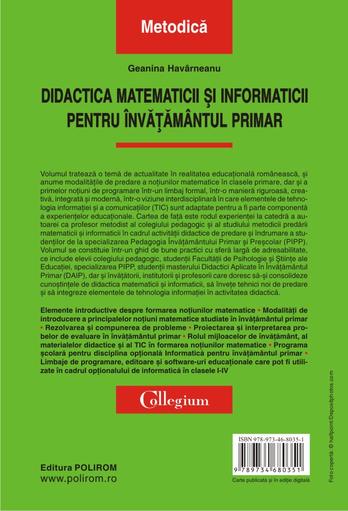 Didactica matematicii si informaticii pentru invatamintul primar | Geanina Havarneanu