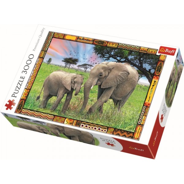 Puzzle 3000 de piese - Elefanti in savana | Trefl