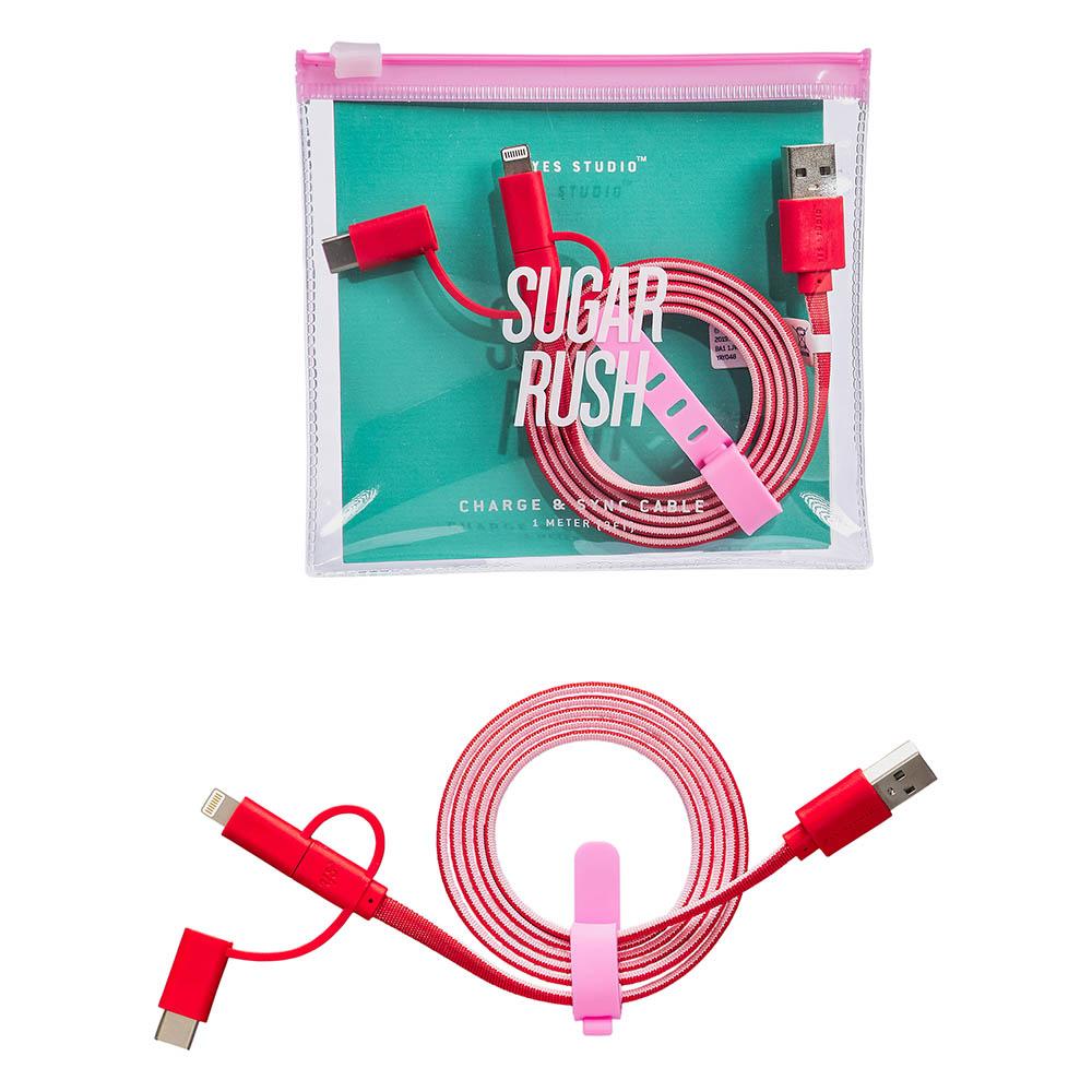 Cablu USB - Yes Studio \'Sugar Rush\' Charge & Sync USB Cable £10.00 | Wild & Wolf - 1 | YEO