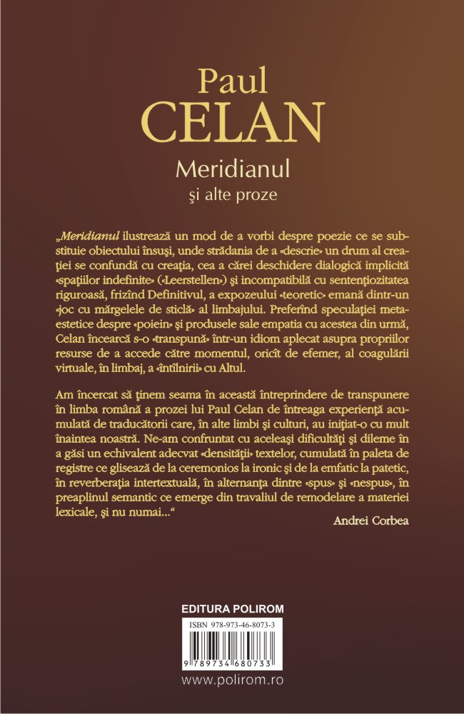 Meridianul si alte proze | Paul Celan