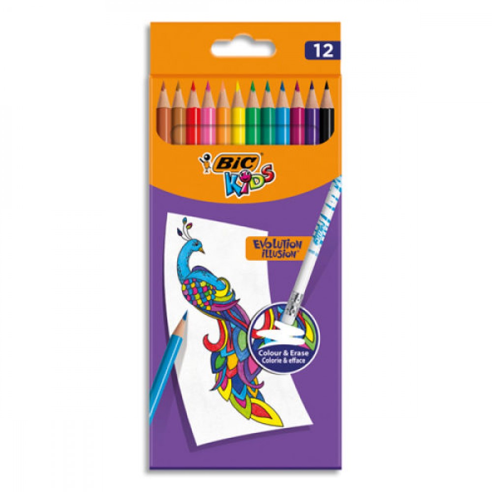 Set 12 creioane colorate - Evolution Illusion | Bic