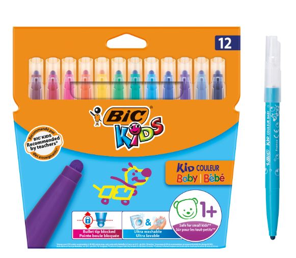 Set 12 markere colorate - Kid Couleur Baby | Bic