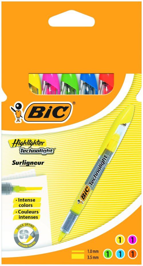 Set 5 evidentiatoare - Brite Liner Technolight Wallet | Bic