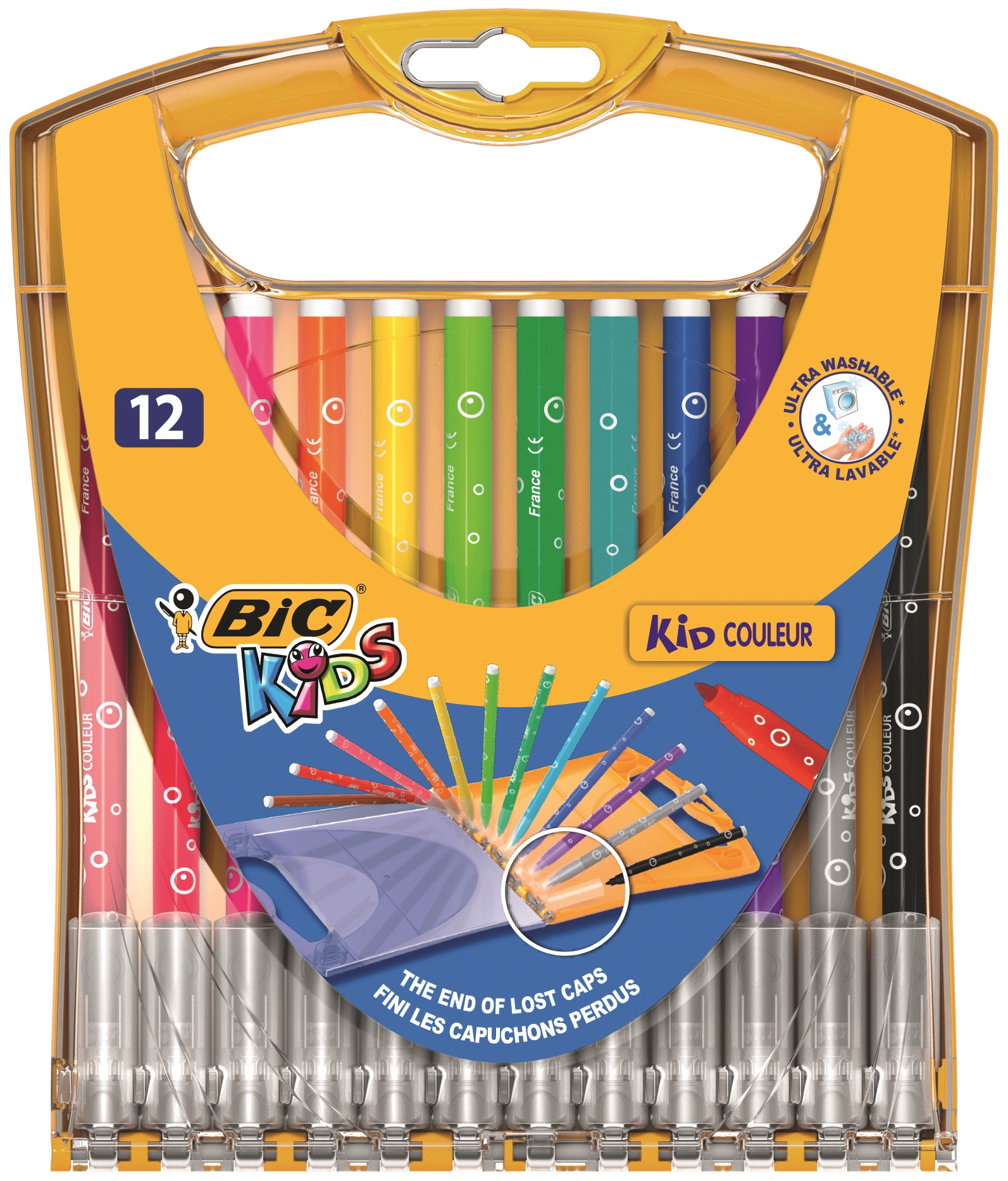 Set 12 markere colorate - Ultralavabile | Bic