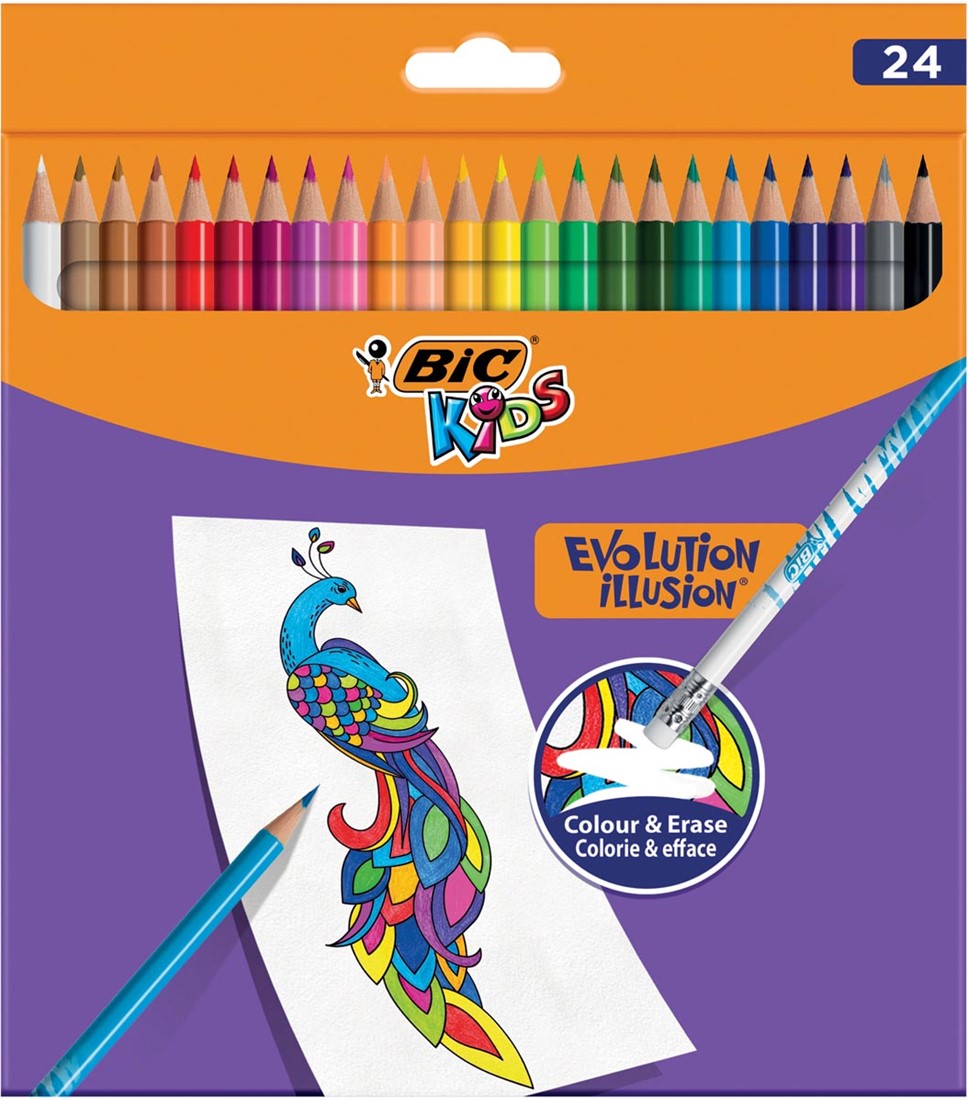 Set 24 creioane colorate - Evolution Illusion | Bic