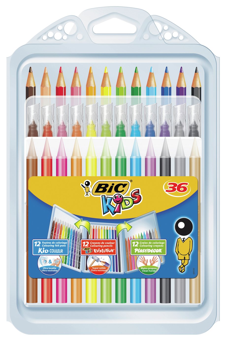 Set creativ - 12 Creioane colorate, 12 markere si 12 creioane cerate | Bic