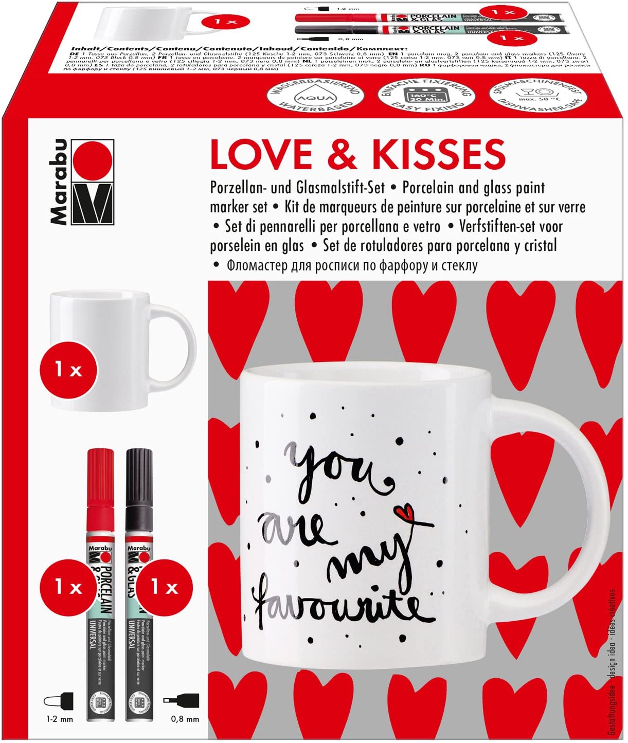 Set cana si markere - Love and Kisses