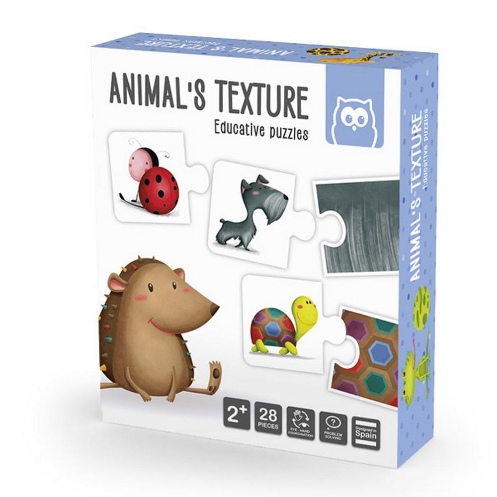 Puzzle educativ Montessori - Texturile animalelor | Eurekakids