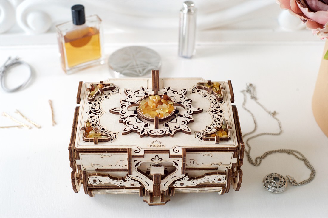 Puzzle 3D - Cutie bijuterii cu chihlimbar / The Amber Box | Ugears - 9