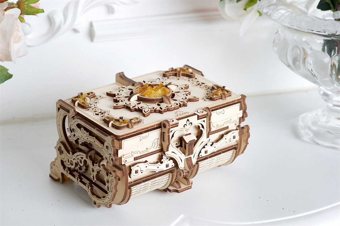 Puzzle 3D - Cutie bijuterii cu chihlimbar / The Amber Box | Ugears - 12