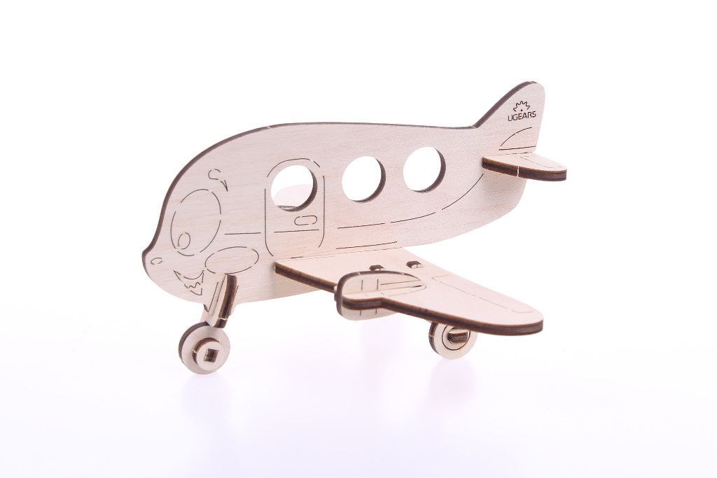 Puzzle 3D de colorat - Model colorat Biplan - Airplane | Ugears - 1